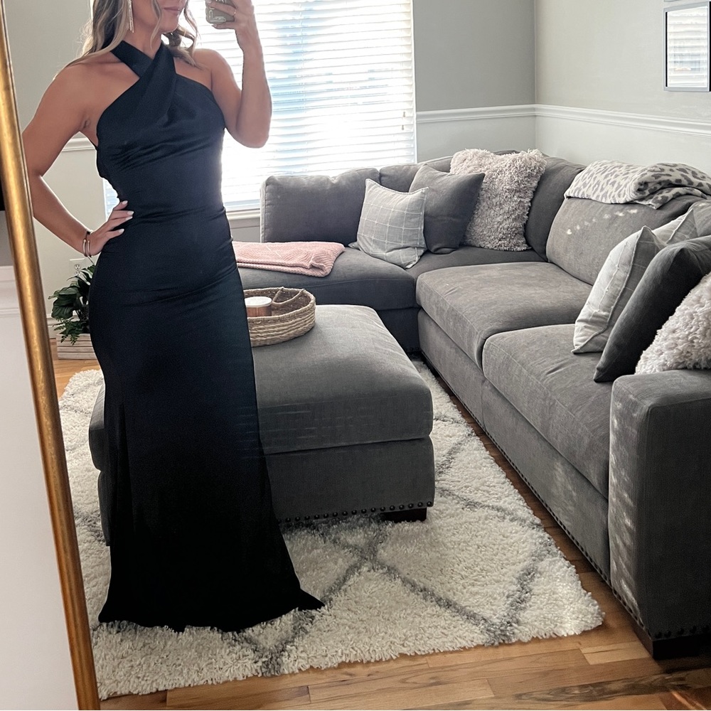 Club London unstoppable black satin dress